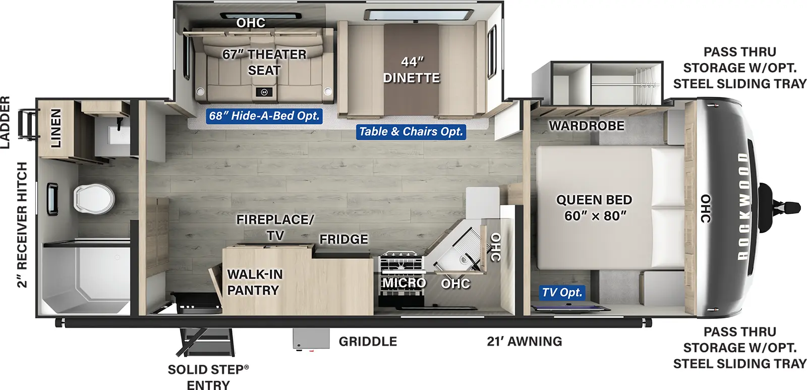 Rockwood Ultra Lite Travel Trailers 2606WS Floorplan